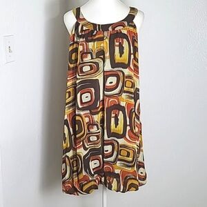 Forever Colorful Sleeveless Dress,Modern Abstract Circles Bubble Hem,Size Medium